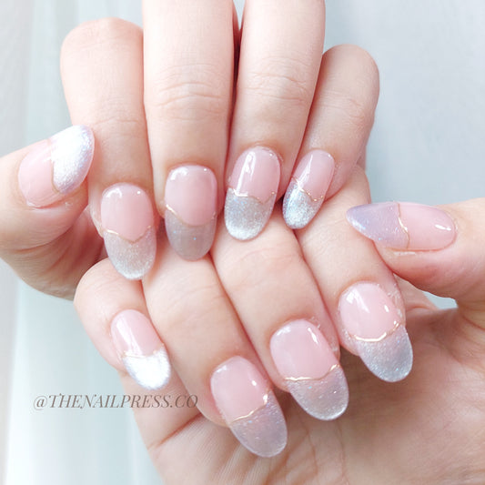 Iridescent Lilac Tips – Medium Oval Rounded 19mm