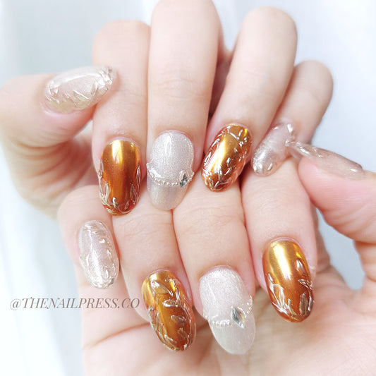 Bronze Floral Opulence – Medium Oval Rounded 19mm