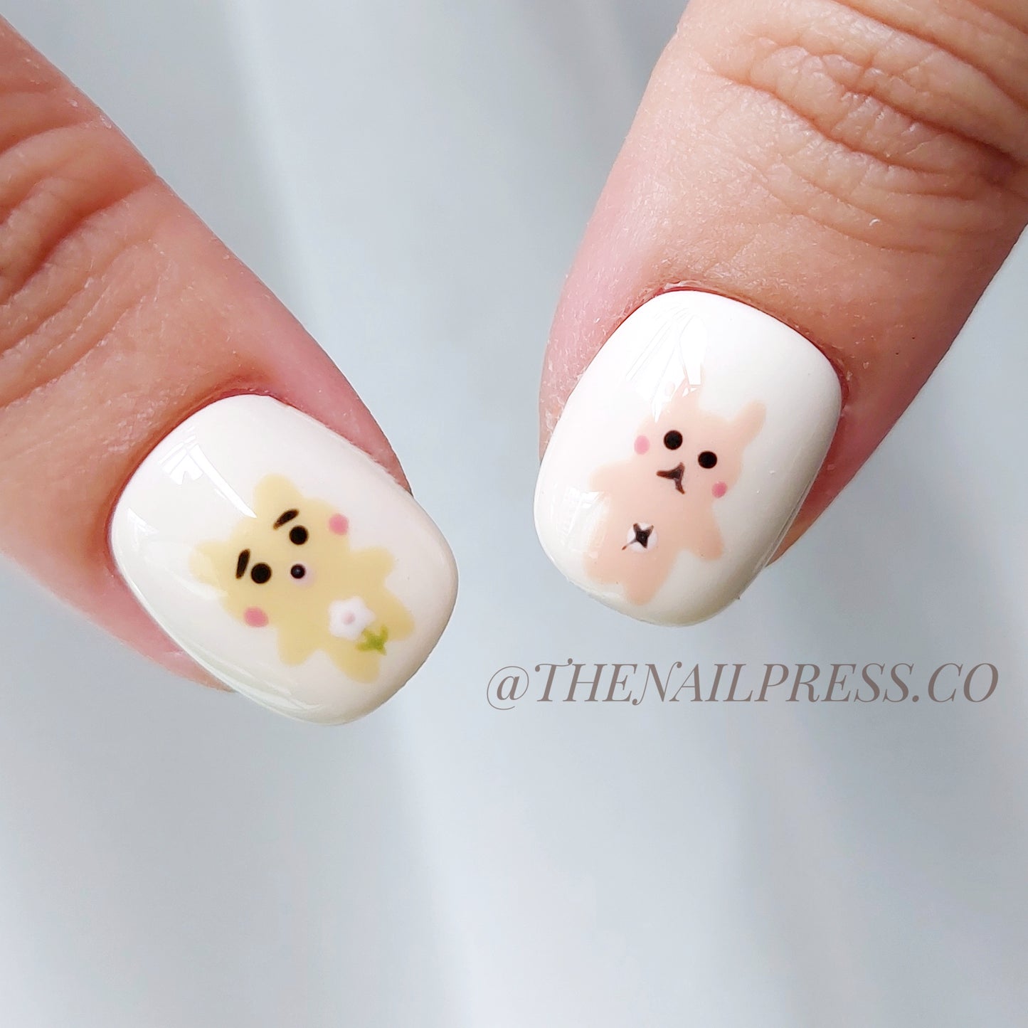 Cotton Tail & Bear Hugs – Kids Nails | Short Squoval 16mm