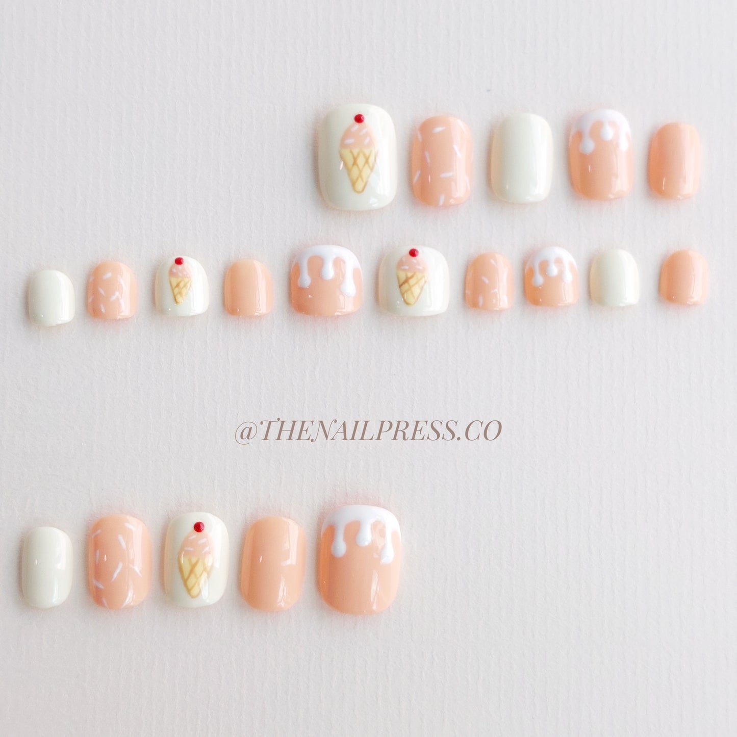 Sprinkled Cone Delight – Kids Nails | Short Squoval 16mm