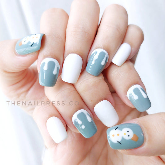 Joyful Snowman – Kids Nails | Short Ballerina 16.5mm