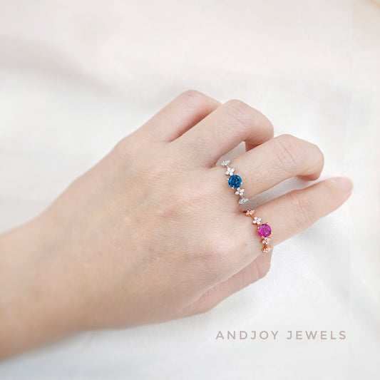 Round Rhodolite Garnet / London Blue Topaz Ring