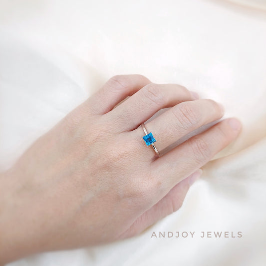 Square London Blue Topaz Ring