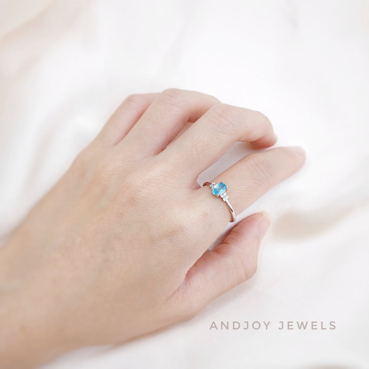 Oval Blue Zircon Ring