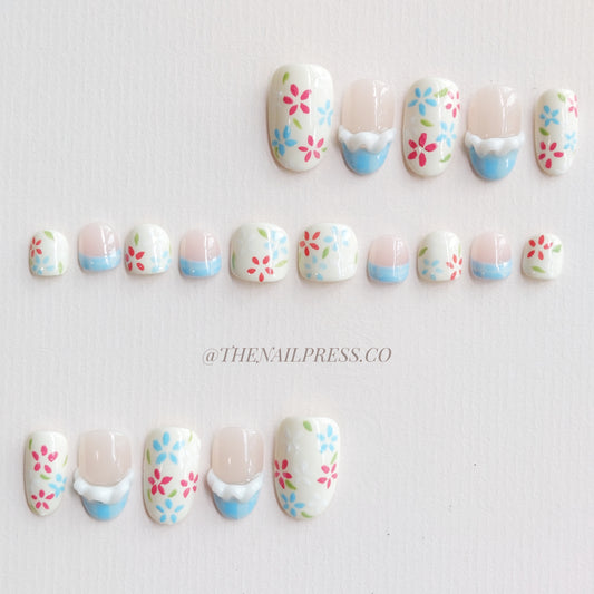 Frills & Flowers – Kids Nails | Medium Rounded 19mm