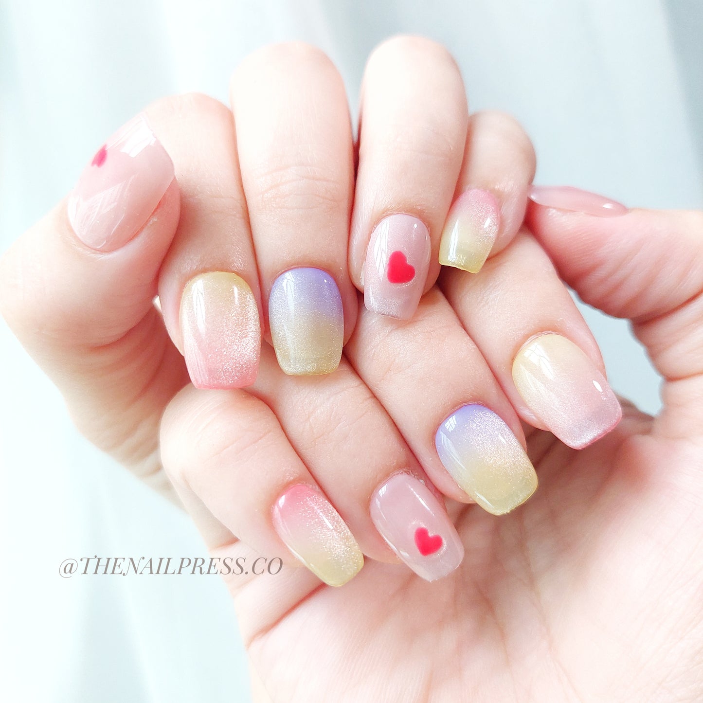 Psychedelic Hearts – Kids Nails | Short Ballerina 16.5mm