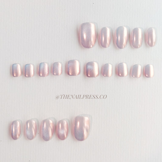 Pink Moonstone – Kids Nails | Short Rounded 17mm