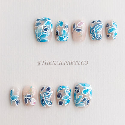 Blue Flora Sparkle – Short Ballerina 16.5mm