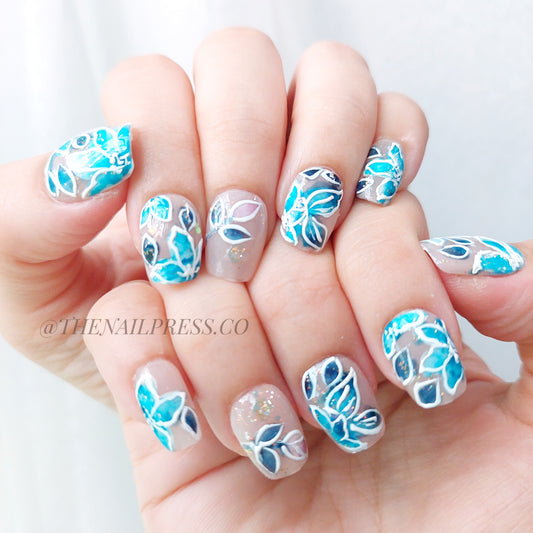 Blue Flora Sparkle – Short Ballerina 16.5mm