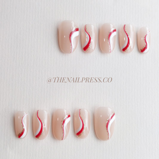 Holiday Candy Swirl – Medium Rounded 19mm