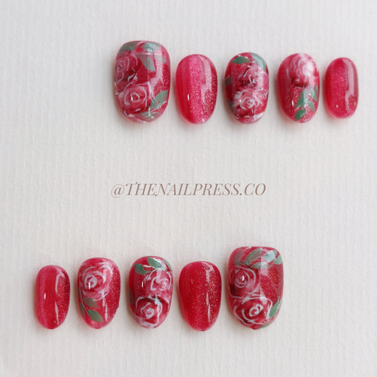 Crimson Rose Glimmer – Short Rounded 17mm