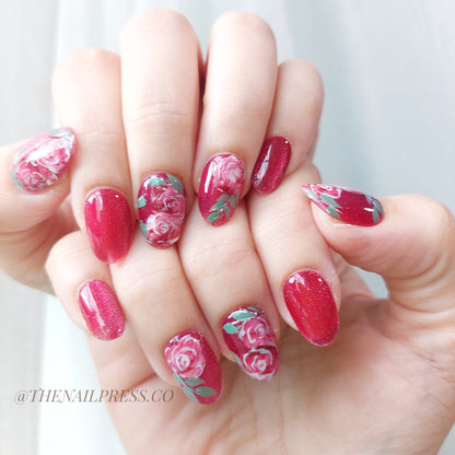 Crimson Rose Glimmer – Short Rounded 17mm