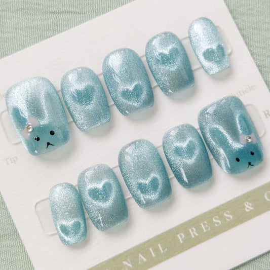 Bunny's Turquoise Glow – Short Square 17mm