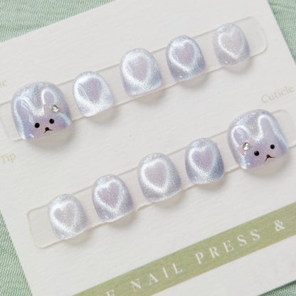 Bunny's Secret Glow – Kids Nails | Short Squoval 16mm