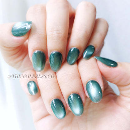 Forest Green Cat-Eye – Short Rounded 17mm