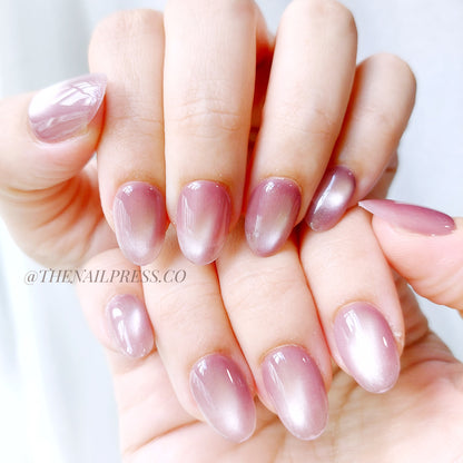 Dusty Pink Cat-Eye – Short Rounded 17mm