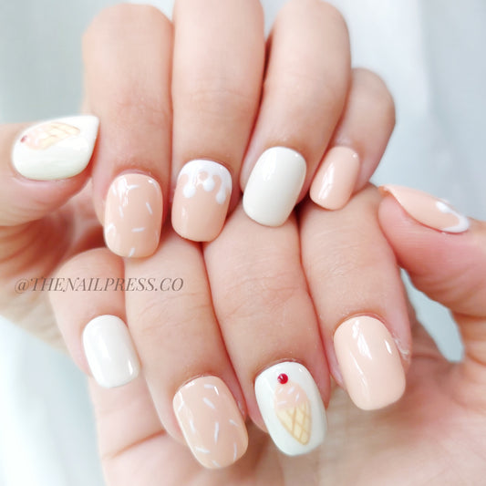 Sprinkled Cone Delight – Kids Nails | Short Squoval 16mm