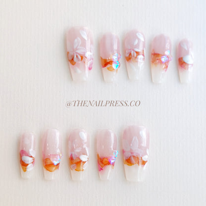 Sunset Blossom Glow – Medium Coffin 25mm