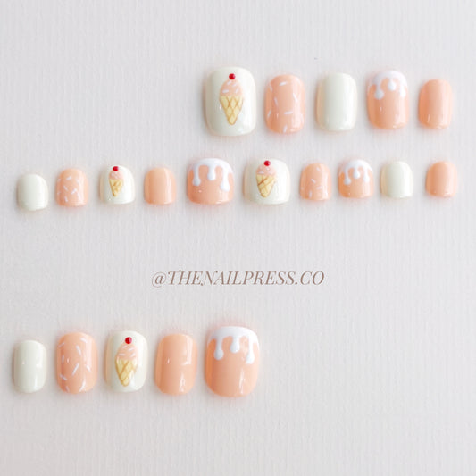 Sprinkled Cone Delight – Kids Nails | Short Squoval 16mm