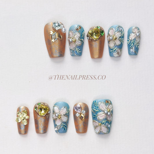 Glistening Silk Florals – Short Coffin 20mm