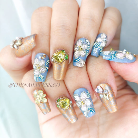 Glistening Silk Florals – Short Coffin 20mm