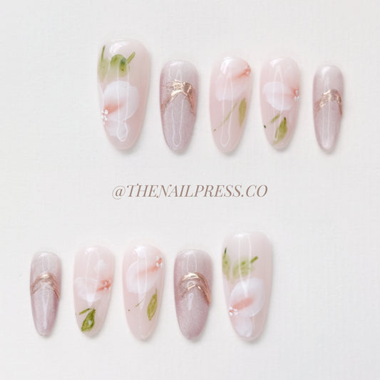 Soft Petal Serenade – Medium Oval 24mm