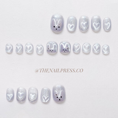 Bunny's Secret Glow – Kids Nails | Short Squoval 16mm