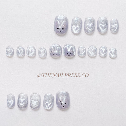 Bunny's Secret Glow – Kids Nails | Short Squoval 16mm