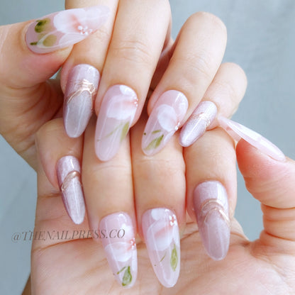 Soft Petal Serenade – Medium Oval 24mm