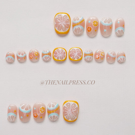 Citrus Pop – Kids Nails | Short Ballerina 16.5mm