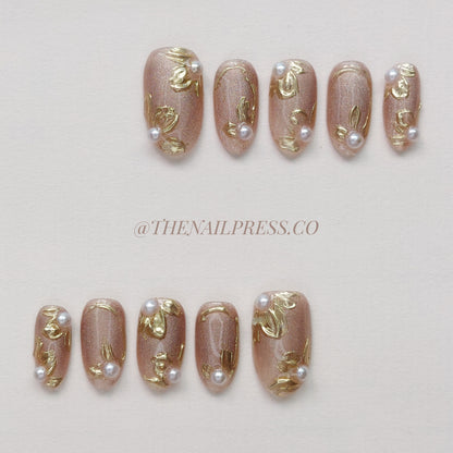 Metallic Fleur – Medium Oval Rounded 19mm