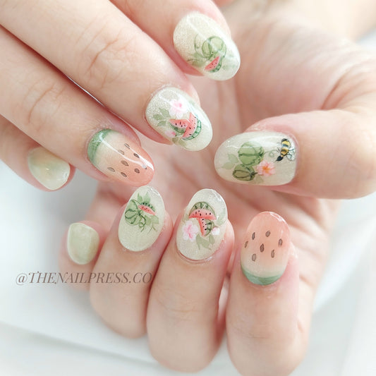 Watermelon Glitz – Short Rounded 17mm