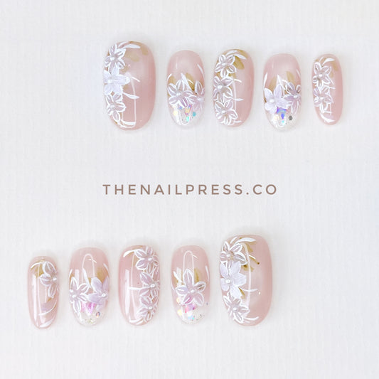 Glittering Petals – Medium Oval Rounded 19mm