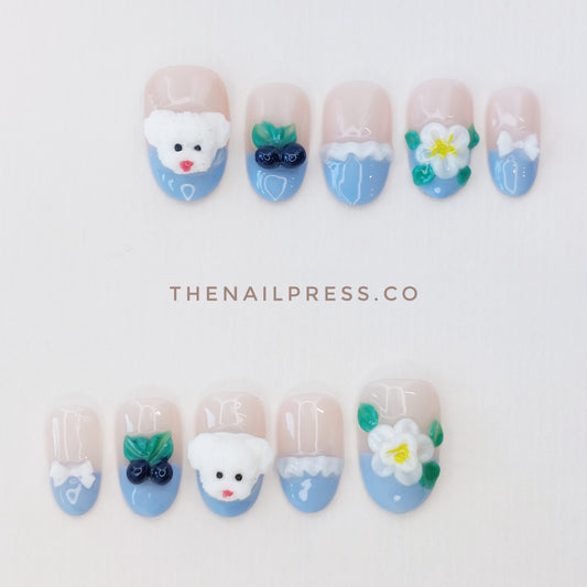 Sweet Blue Paws – Medium Rounded 19mm