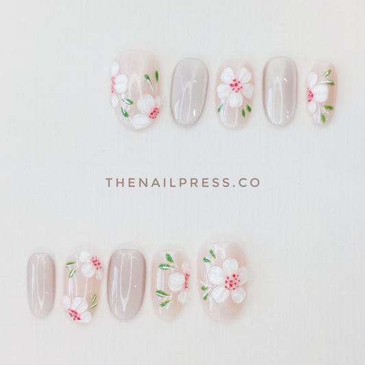 Blushing Blooms – Medium Oval Rounded 19mm