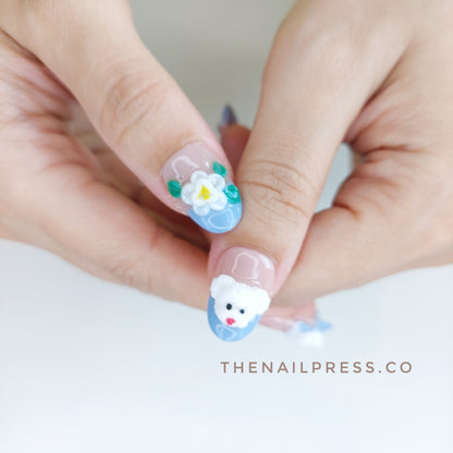 Sweet Blue Paws – Medium Rounded 19mm