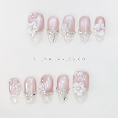 Pink Crystal Garden – Medium Oval 24mm