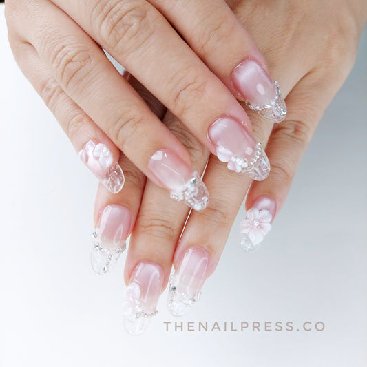 Pink Crystal Garden – Medium Oval 24mm