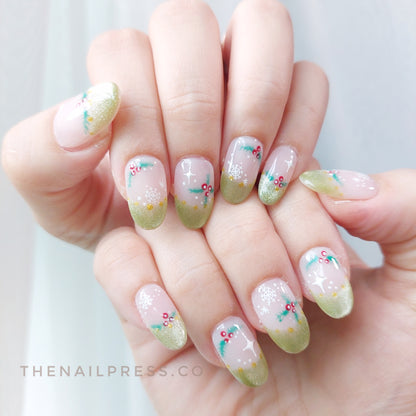 Golden Noel – Kids Nails | Medium Rounded 19mm