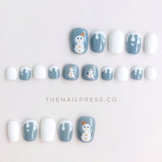 Joyful Snowman – Kids Nails | Short Ballerina 16.5mm