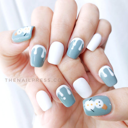 Joyful Snowman – Kids Nails | Short Ballerina 16.5mm