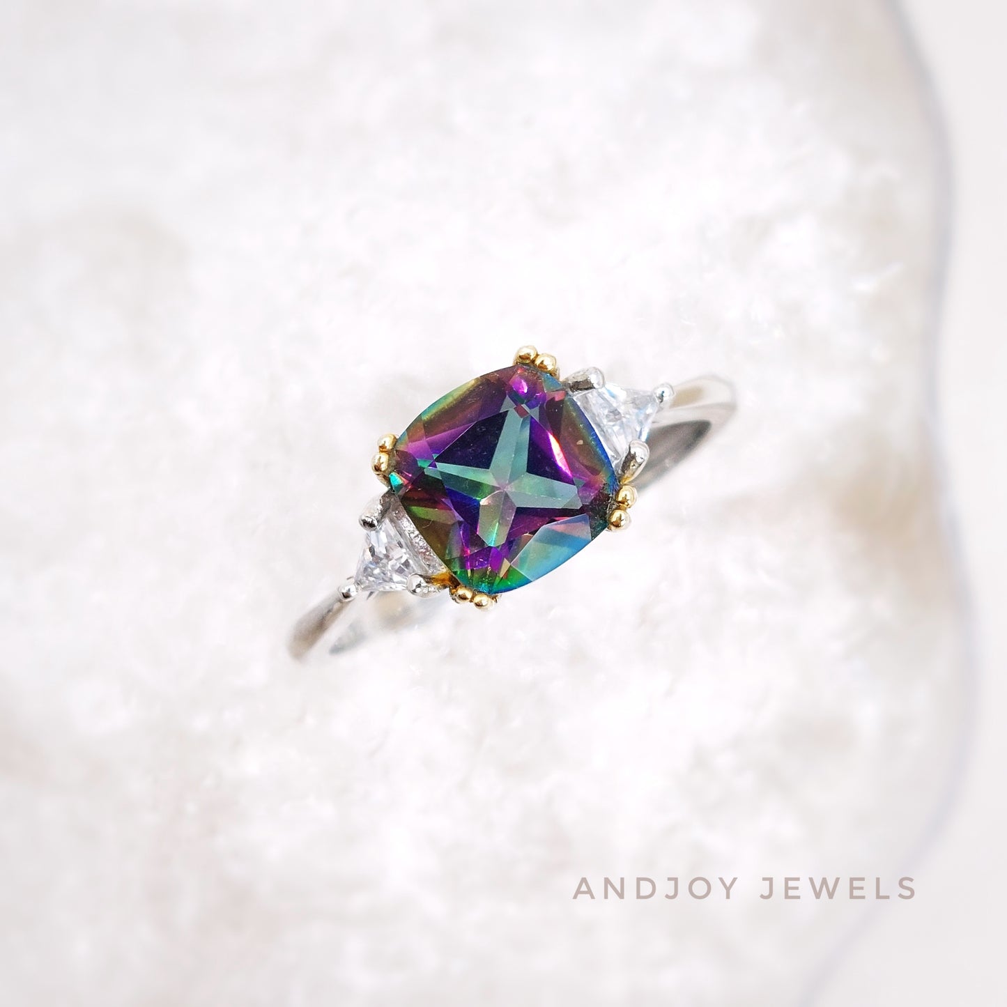 Cushion Mystic Quartz Ring