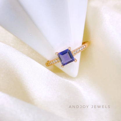 Square Iolite Ring