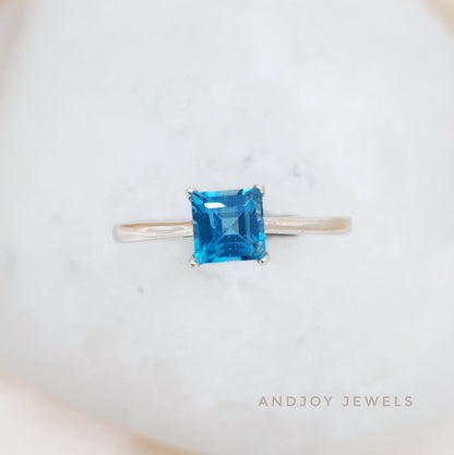 Square London Blue Topaz Ring