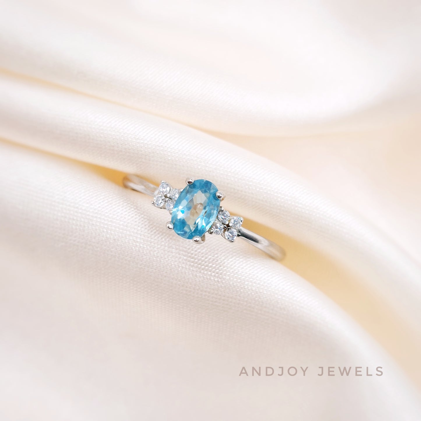 Oval Blue Zircon Ring