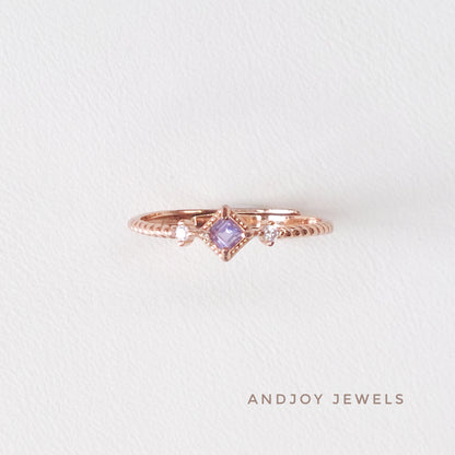Dainty Tanzanite / Pink Topaz / Citrine Ring
